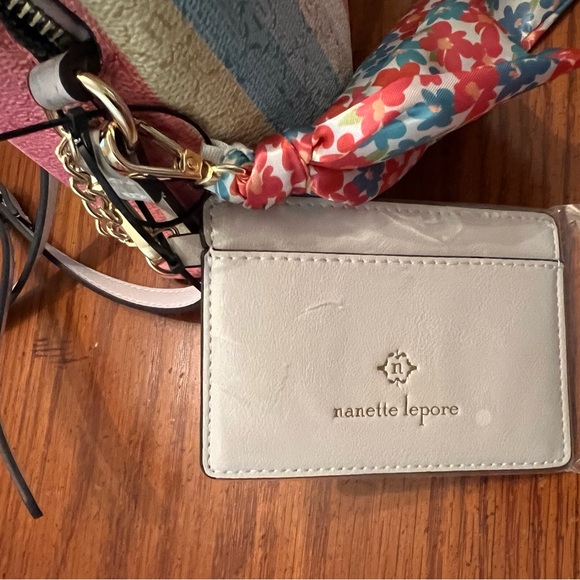 Nanette Lepore MaLogo Crossbody with card case and scarf NWT Logo Stripe - Picture 6 of 12